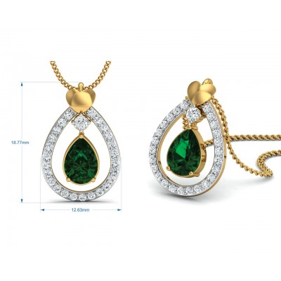 Ameena Emerald Diamond Pendant